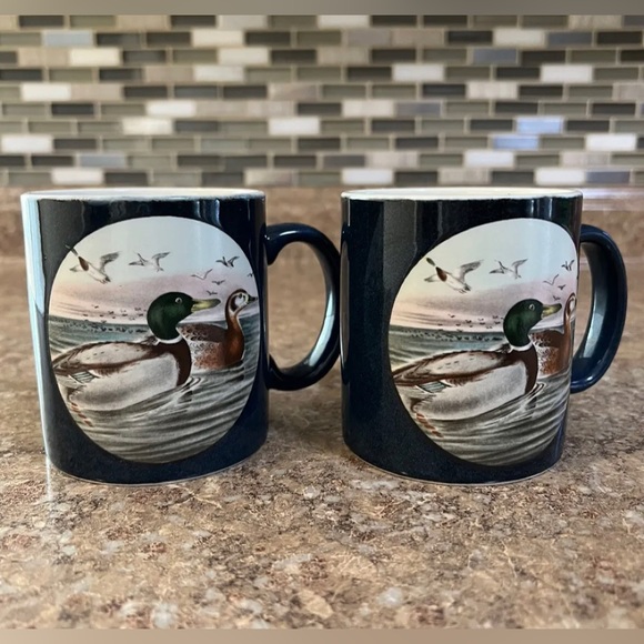Otagiri Japan Mallard Ducks Geese Hunting Cabin Lodge 10 Oz Mugs 1980’s Decor - Picture 2 of 11